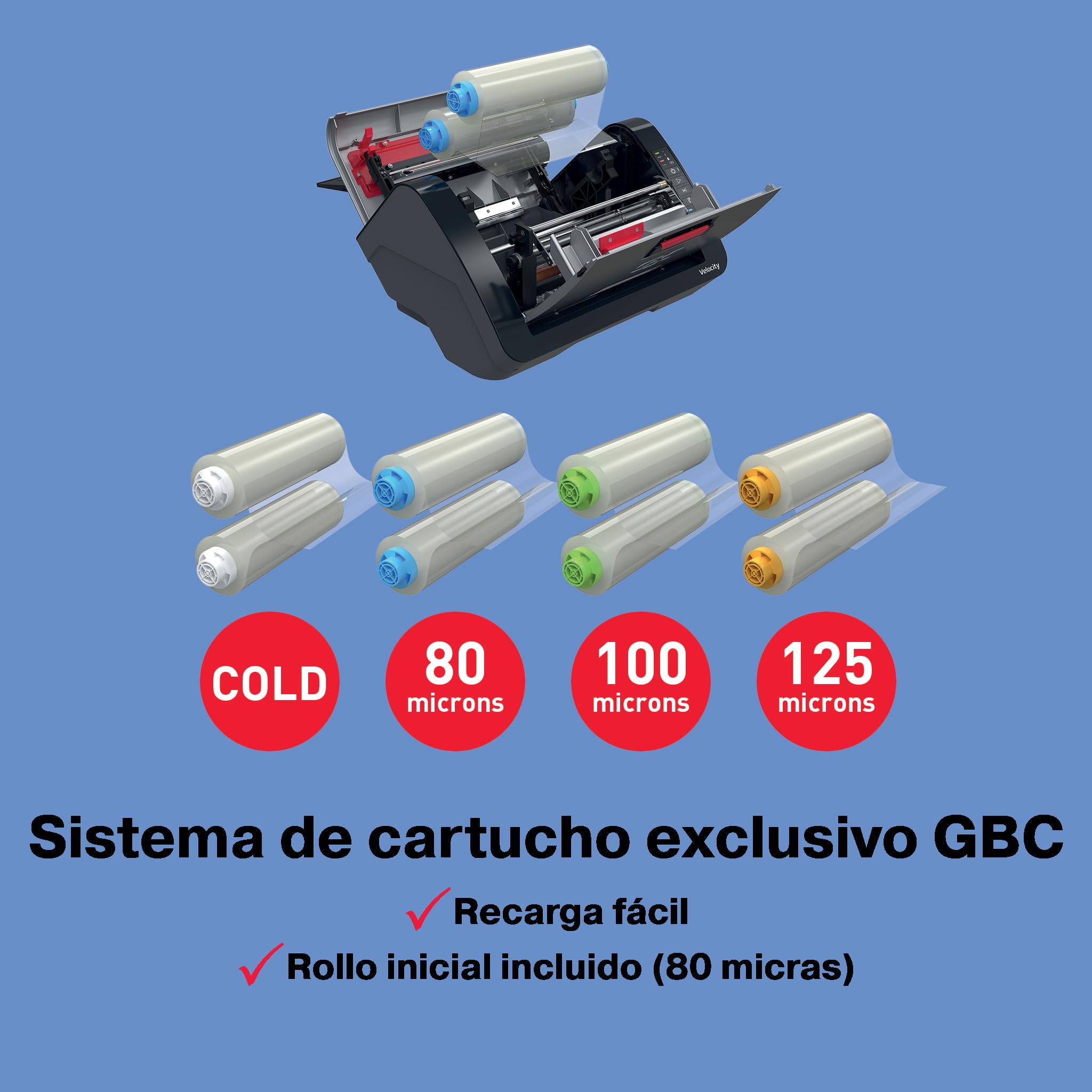 GBC Plastificadora Velocity Automática A4 - Máquina Plastificadora de Escritorio con Alineación y Corte Automático, Calentamiento y Ciclo Rápidos - Incluye Rollo Inicial 80 Micras - 42,5 x 23,5 x 34cm