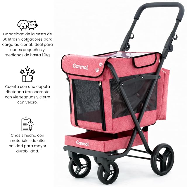 Foto 2 de 7 de GARMOL Jumbo Pet Carrito para Mascotas Plegable 66L hasta 8kg