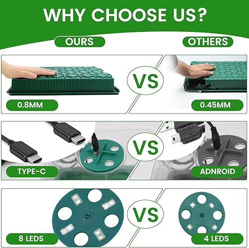 Miniatura 3 de Bandeja de inicio de semillas, 2 paquetes de bandejas de inicio de plántulas con luz de crecimiento, 4 LED, temporizador, regulable, kit de bandejas