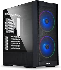 LIAN LI LANCOOL 206 ATX PC Case, RGB Gaming Computer Case, Airflow Optimized Mesh Panels Mid-Tower Chassis w/ 2x160mm ARGB PWM Fans Pre-Installed, USB Type-C Port, Tempered Glass Side Panel (Black)