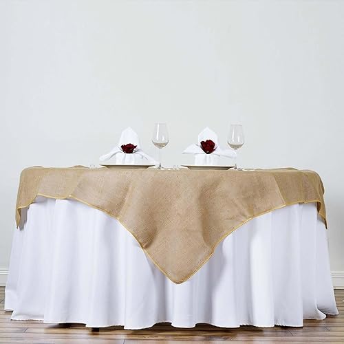 Miniatura 2 de Efavormart CHAMBURY CASA - Mantel cuadrado de arpillera rústica fina, 60 x 60 pulgadas, color natural