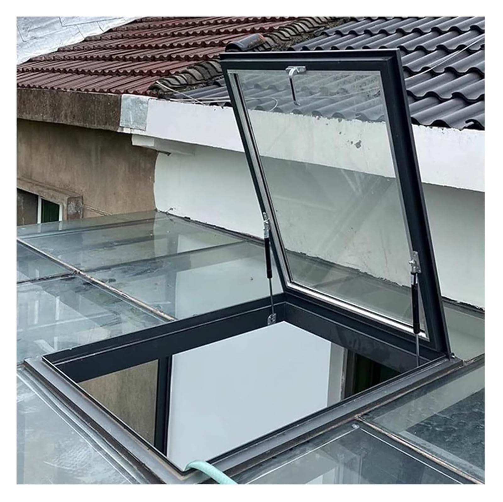 Ykmyxz Black(Lxw) Skylight Window, Underground Lighting Well Window With Double Layer Glass, Attic Small Roof Escape Hatch Cover(60X100cm)