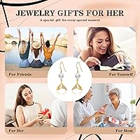 Vista 6 de Aretes de oro de 14 quilates, aretes de oro macizo, joyas, regalos de Navidad para mujeres y niñas