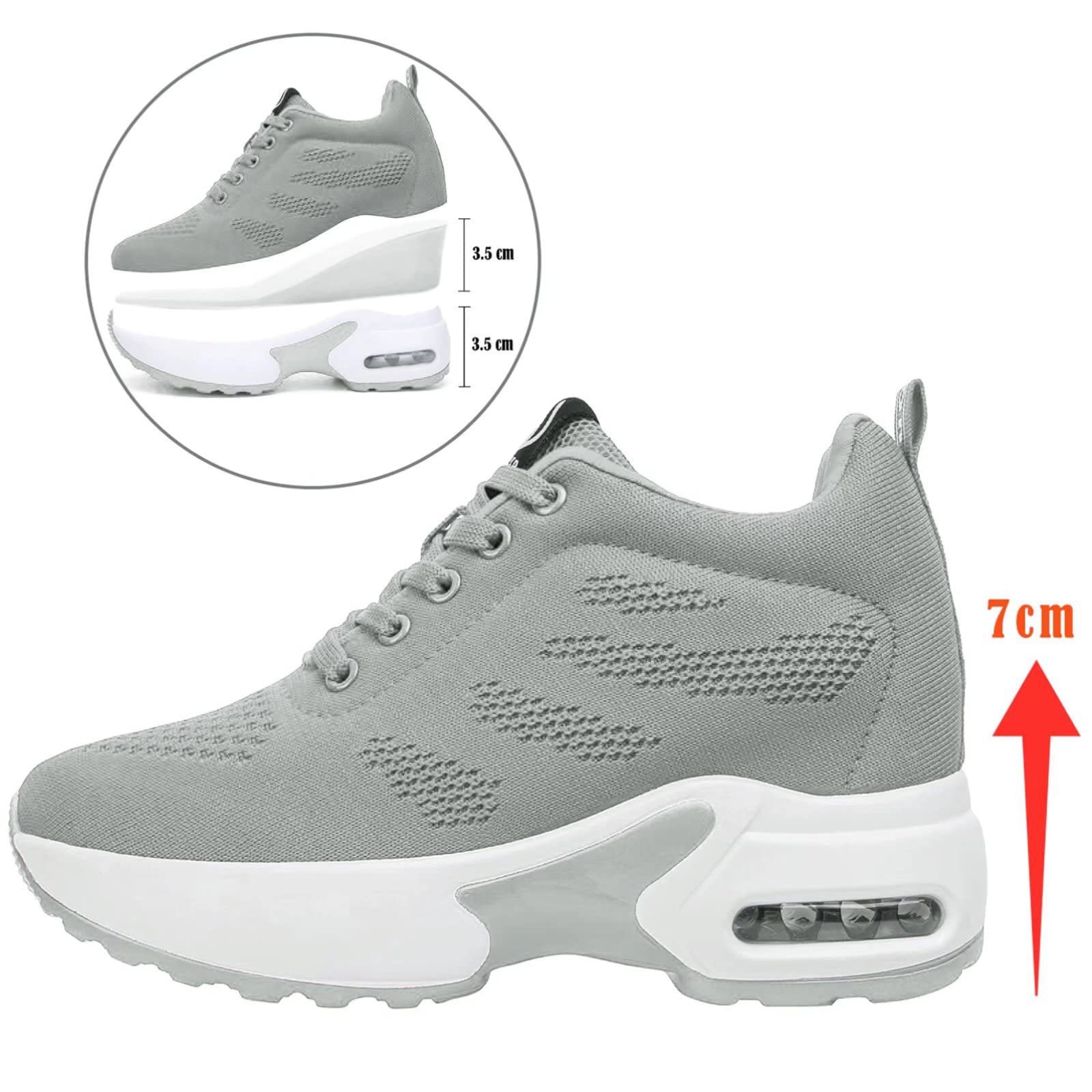 Sneakers Zeppa Donna Scarpe con Zeppa 7CM Casual Scarpe da Ginnastica Fitness Sportive