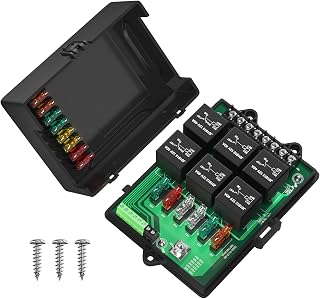 12V Sicherungs Relaisbox, KFZ Sicherungskasten Wasserdicht 6 Fach Flachsicherung Universell Sicherungs Relaiskasten mit 6 Fach Relais und LED-Anzeige, 12V Sicherungshalter für Auto, LKW und Boote