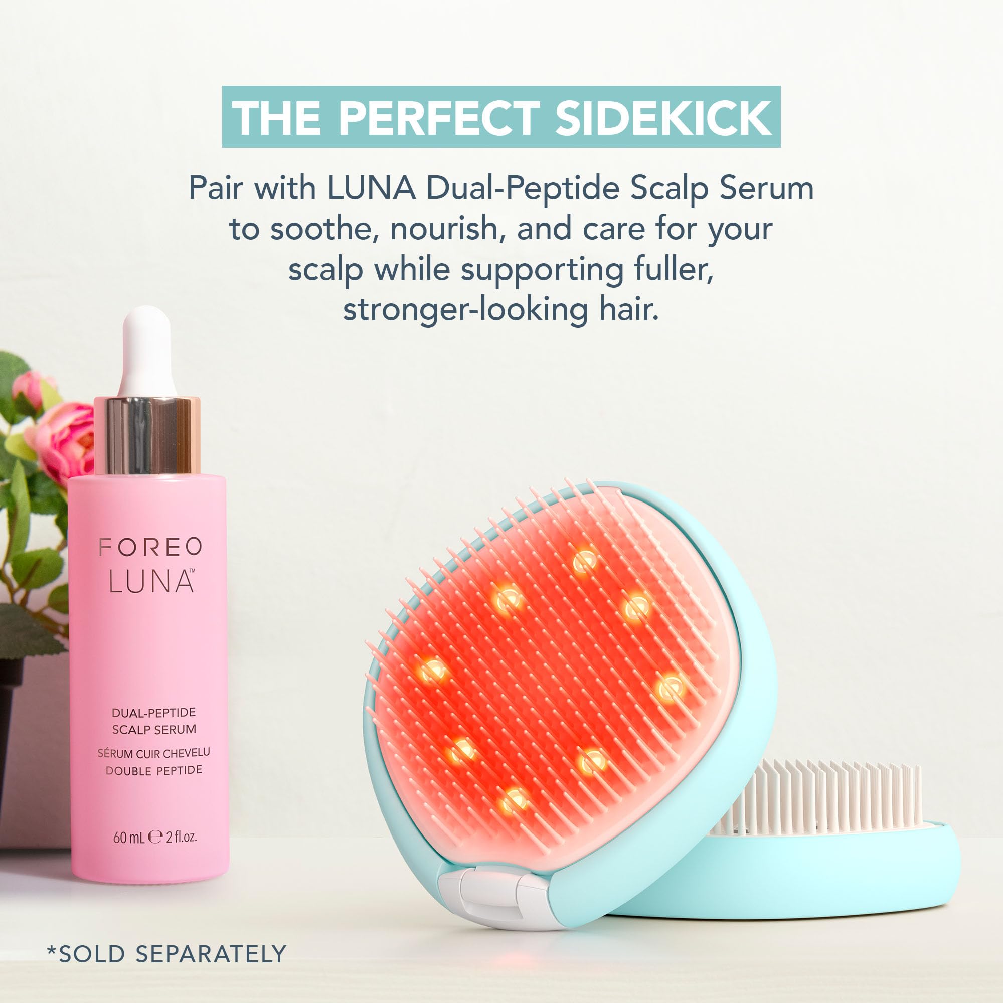 FOREO FLIP Play Advanced LED Light Hairbrush - Multi-Functional 3-in-1 Hair & Scalp Tool with Red, Blue & Green Light Modes – Designed to Support Scalp and Hair Appearance - Ice Ice Baby!