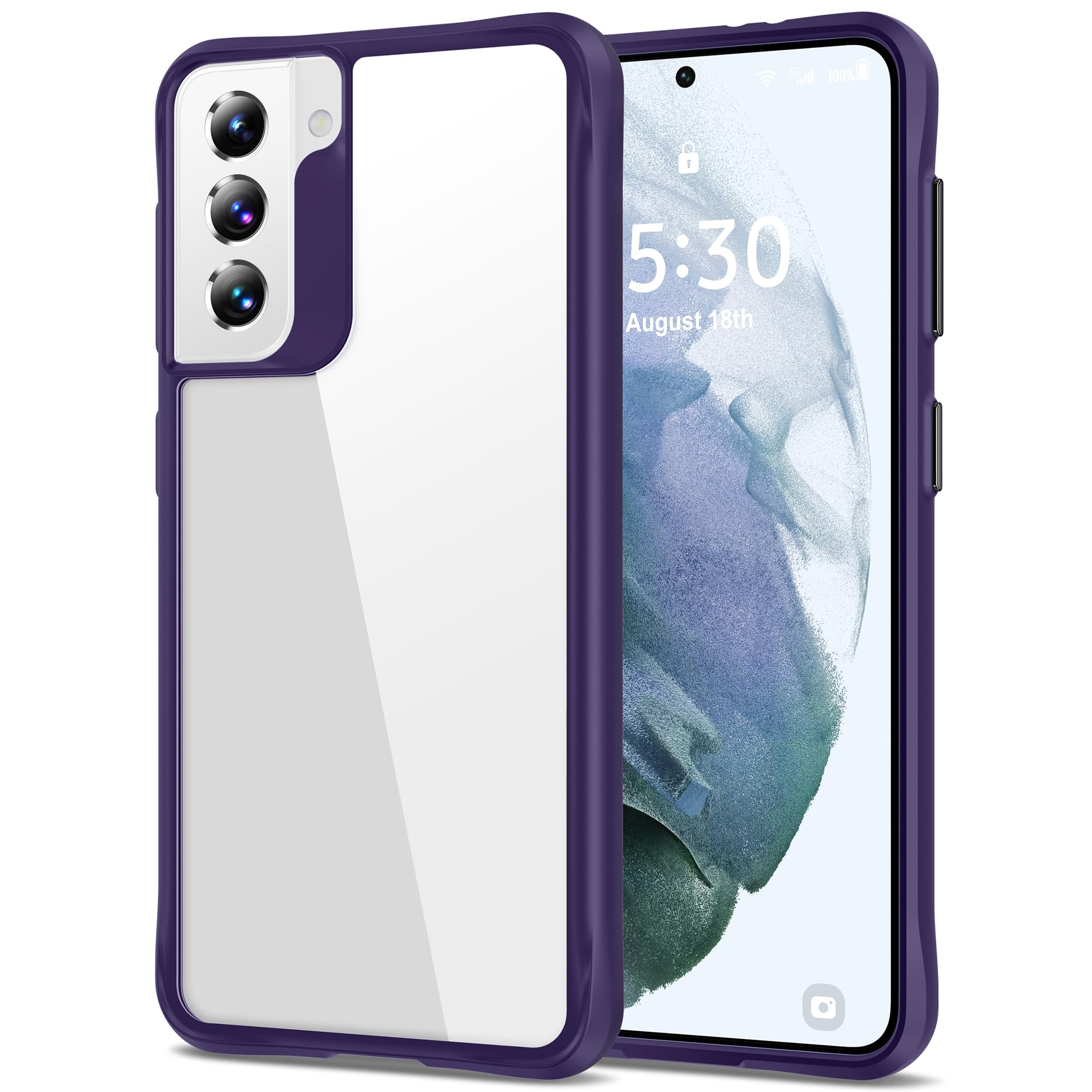 HOOMIL Case for Samsung Galaxy S21 FE (ONLY 6.4-Inch), Non-Yellowing, Drop Protection, Anti-Scratch Transparent Hard Back Phone Cover - Dark Purple for S21 FE 6.4" Dark Purple