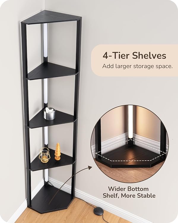 EDISHINE 64'' Corner Display Shelf Floor Lamp, 3CCT, Floor Lamp, Black by EDISHINE - Used condition - Image 4