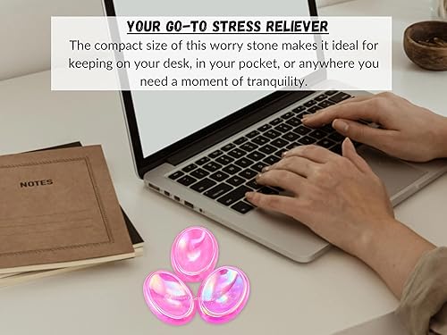 Vista 448 de Cristales de piedra de preocupación de cuarzo rosa y piedras curativas, piedras de preocupación para regalos de alivio del estrés, cristal de piedra