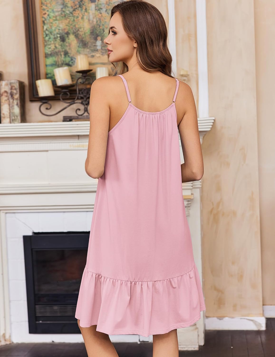 Ekouaer Cotton Nightgowns for Women Sleeveless Night Gown Lace Sleep Dress Button Night Shirt Victorian Nightdress - Image 4