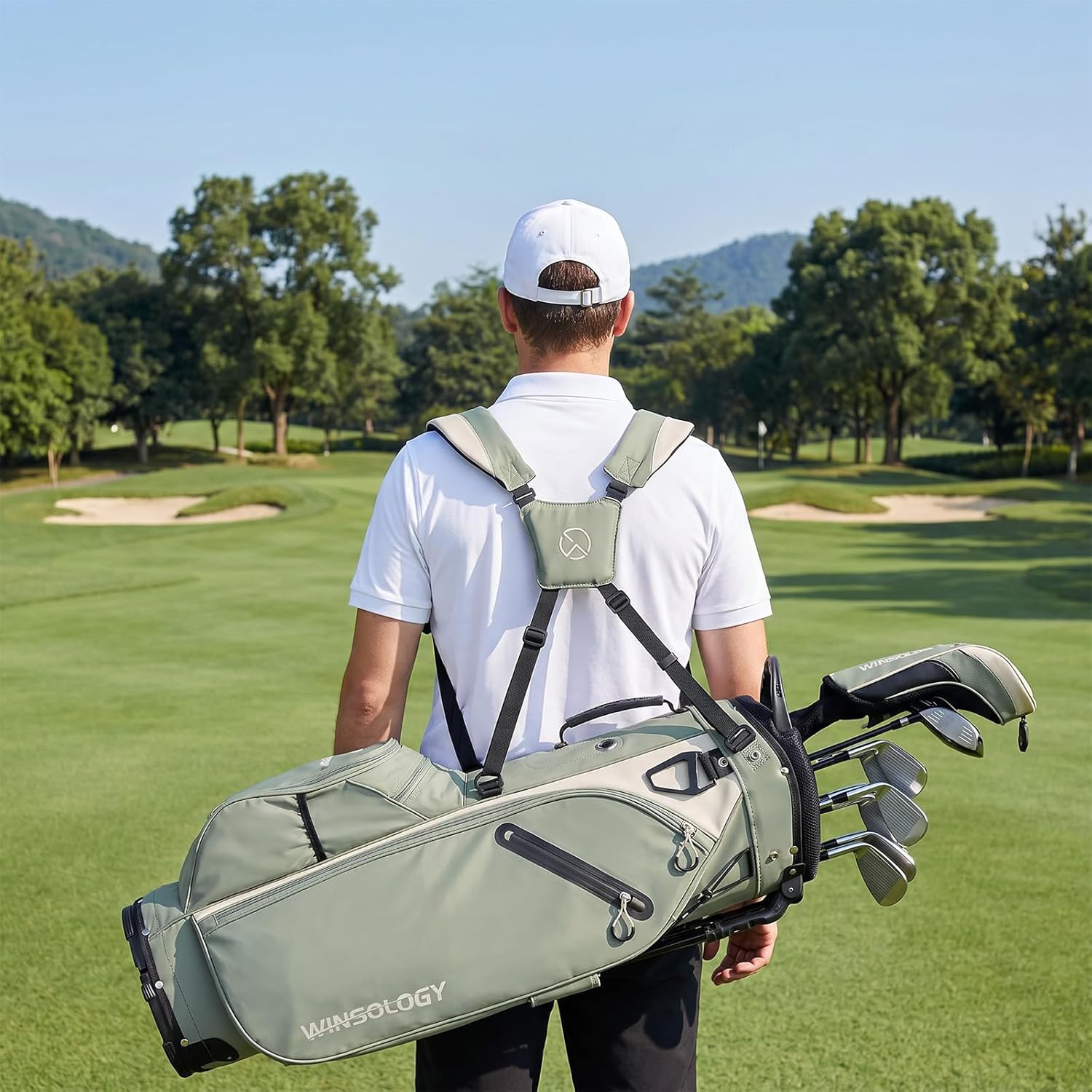 Lightweight Golf Stand Bag with 4 Way Top Dividers for Men and Women, Only 4.2 Pounds, 8 Storage Pockets Including Cooler, Double Shoulder Straps, Womens Golf Club Bag