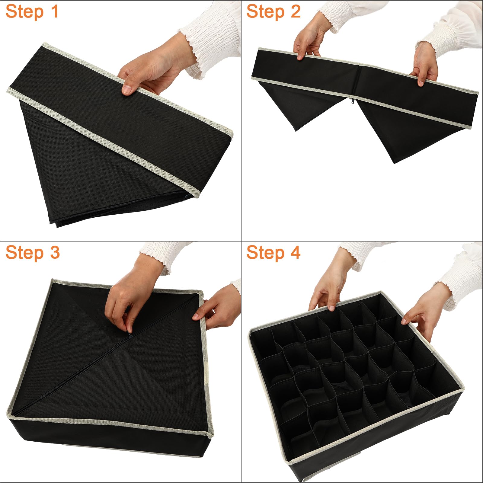 Collazoey Set di 8 Divisori per Cassetti Intima, cassetto organizer pieghevole per biancheria intima, adatto per classificare calzini, biancheria intima, reggiseni, cravatte (Nero)