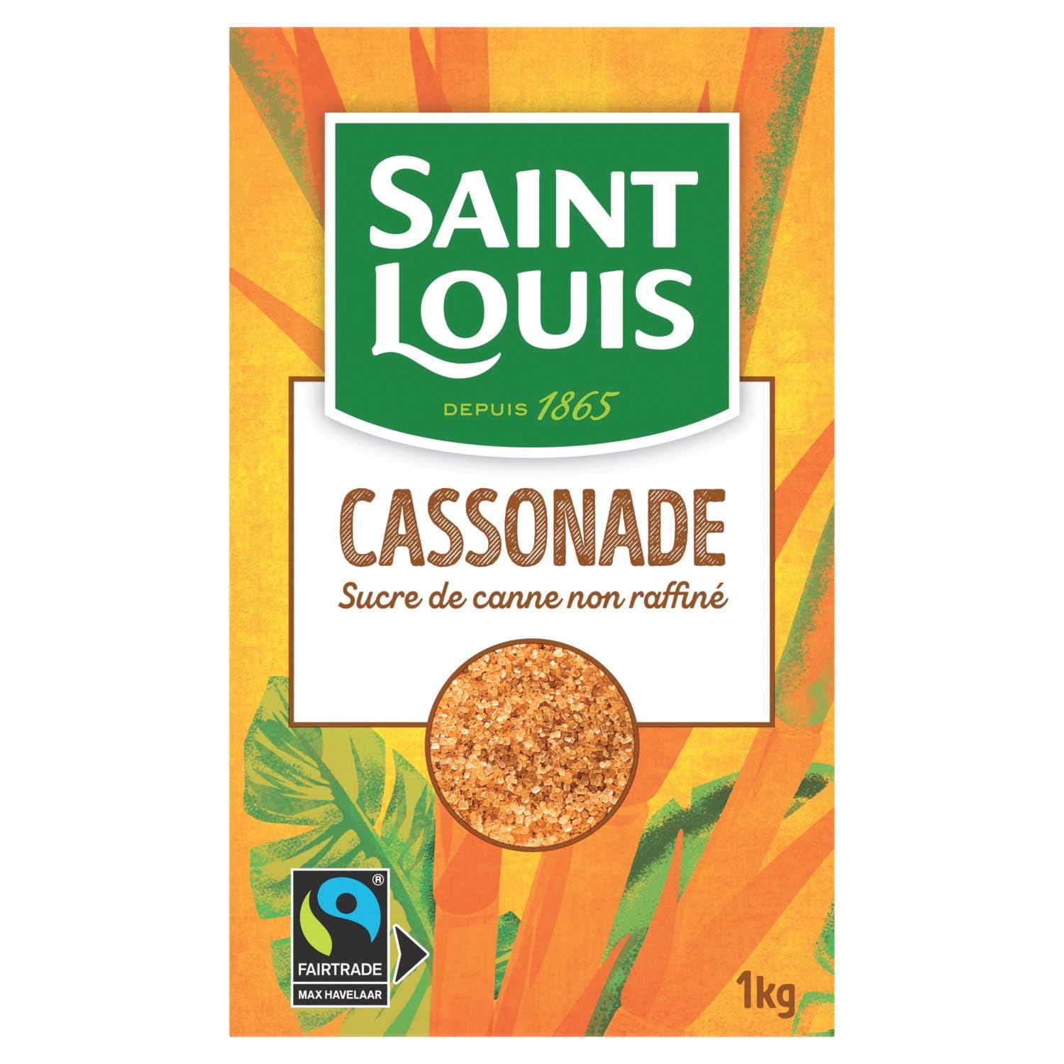 SAINT LOUIS Cassonade Sucre de Canne Non Raffiné 1kg — Étui Carton Solide, Saveur Authentique depuis 1865 - Lot de 3