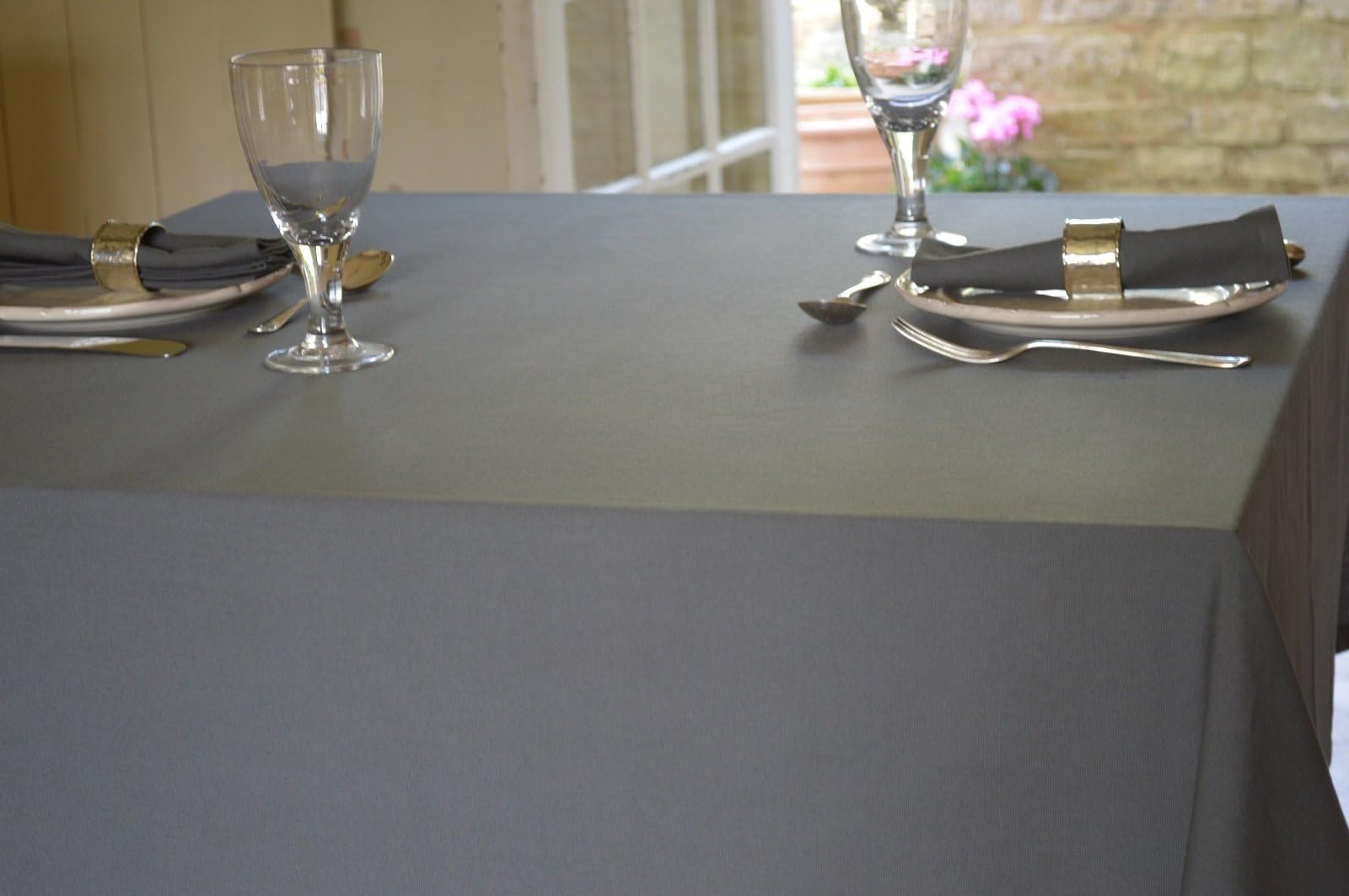 Quayside Home Charcoal Grey Tablecloth 100% Cotton (180x280cm)