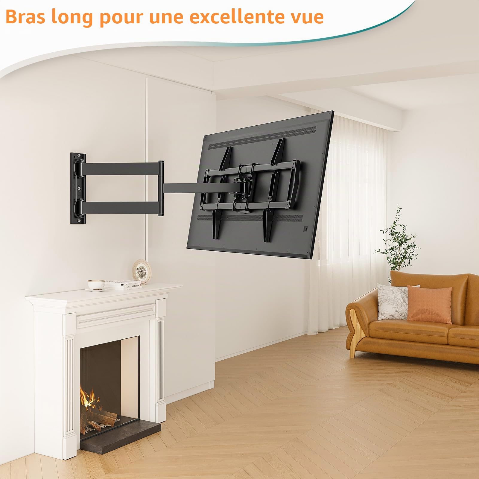 ELIVED EV1036 Support mural pour TV, avec bras articulé, extra long, 813 mm, pour la plupart des téléviseurs de 37 à 75 pouces, jusqu'à 45 kg, inclinable, pivotant et pivotant, VESA 600 x 400 mm