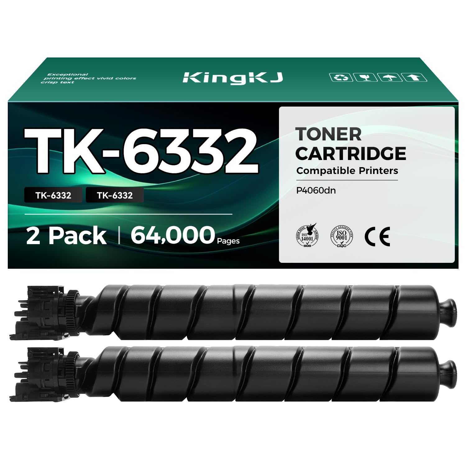 TK6332 TK-6332 Toner Cartridge Black 2-Pack High Capacity Replacement for Kyocera 1T02RS0US0 TK6332 TK-6332 Compatible with Kyocera ECOSYS P4060dn Laser Printers Toner Kit,32,000 Pages Monochrome Ink