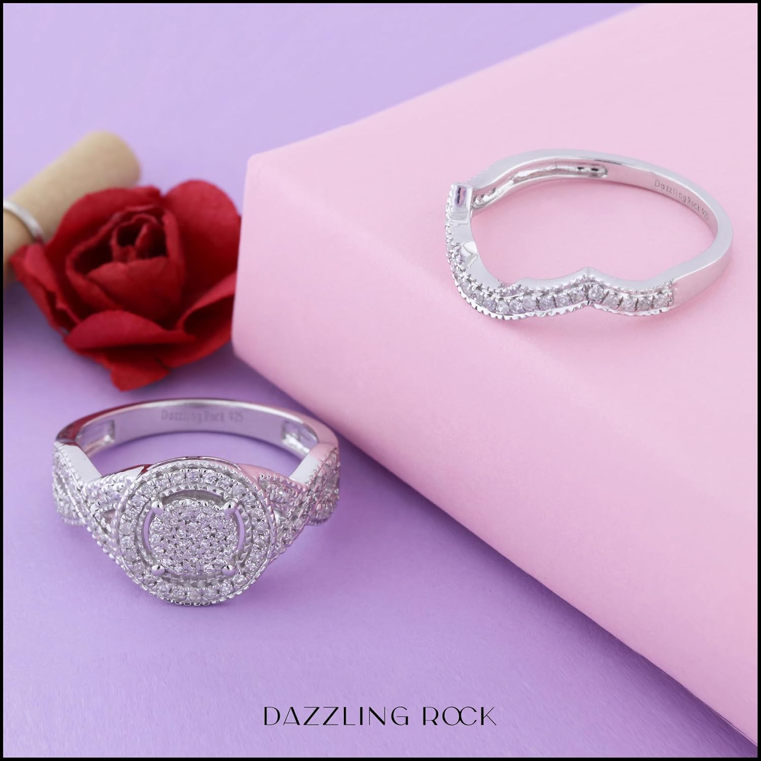 Dazzlingrock Collection Round White Natural Diamond Engagement Ring Set for Women (0.50 Ctw) in 925 Sterling Silver