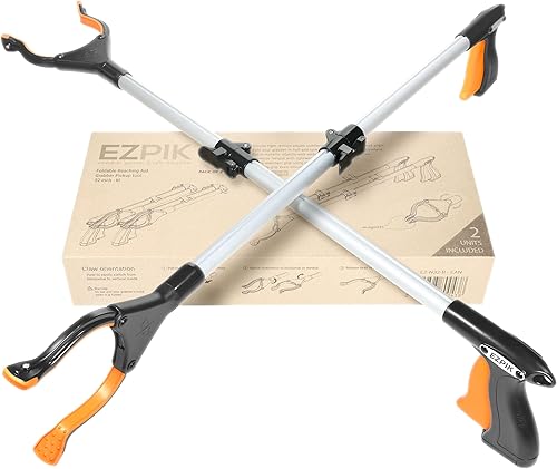 Vista 27 de EZPIK Herramienta plegable profesional de 36 pulgadas para ancianos + imanes, alcanzador para discapacitados y personas mayores, agarradores plateado