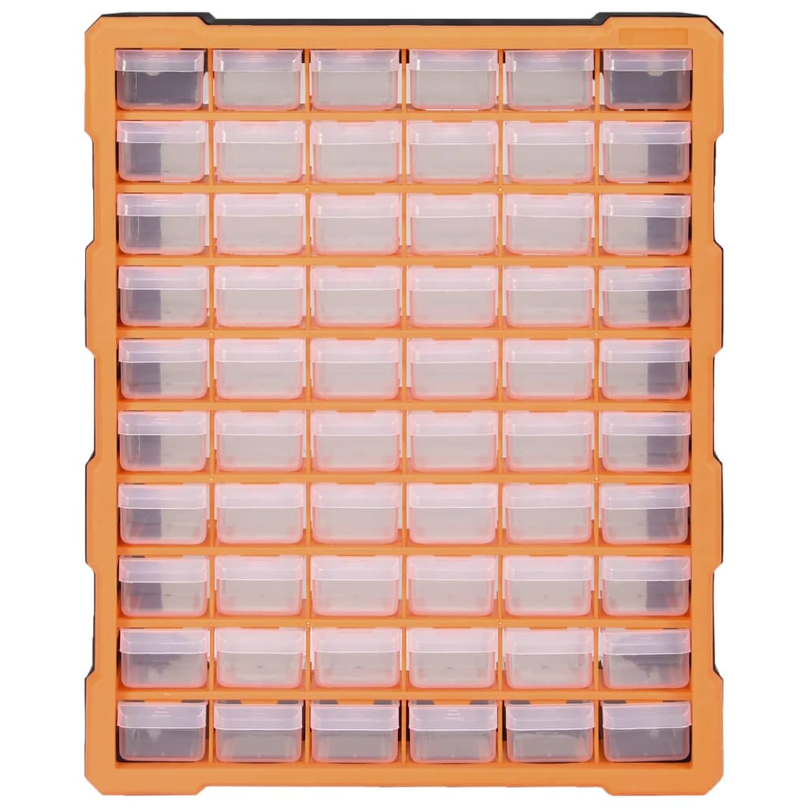 Contenitore Portaoggetti con 60 Cassetti, Organizzatore per Attrezzi e Componenti Fissaggio, 38x16x47,5 cm in PP trasparente e nero, Cassetti Visibili per Dadi Bulloni Viti Chiodi, per Artigiani e Fai
