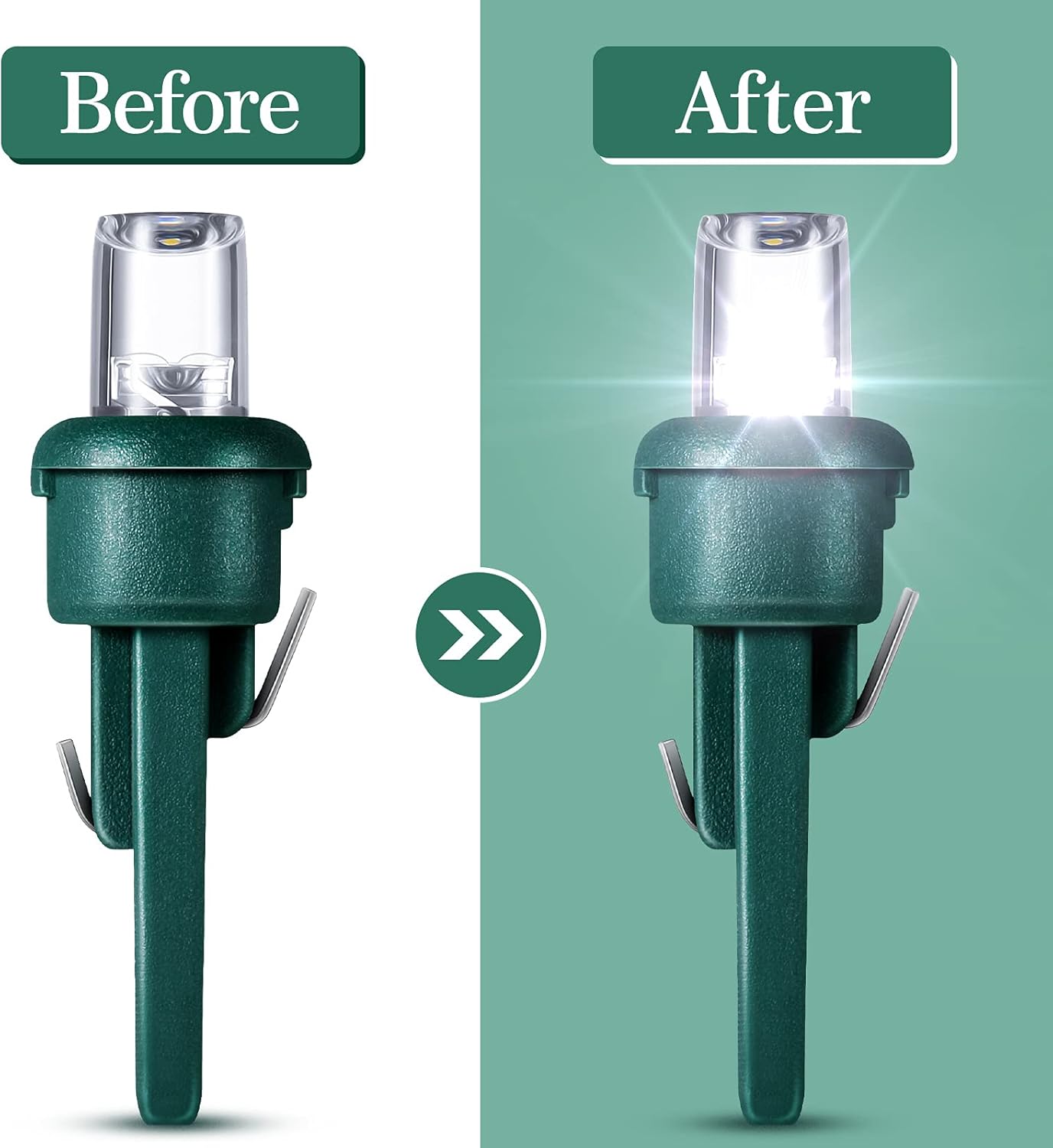 Honoson 180 Count 5 mm Winter LED Replacement Bulbs Bulk Wide Angle Winter LED Light Bulbs String Replacement Festival Light Garland Outdoor Tree Home Decoration (Green Base with Cold White Bulb)