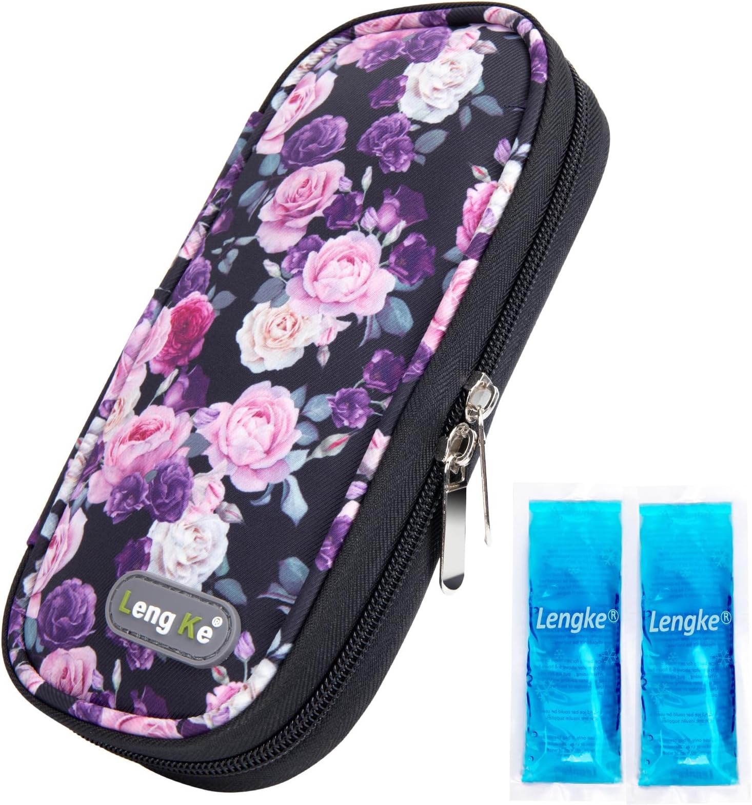 Insulin Cooler Travel Case, Portable Insulin Case for Insulin Pen and Medication Diabetic Supplies, Travel Medicine Cooler Bag with 2 TSA Approved Ice Packs (Pink Rose)