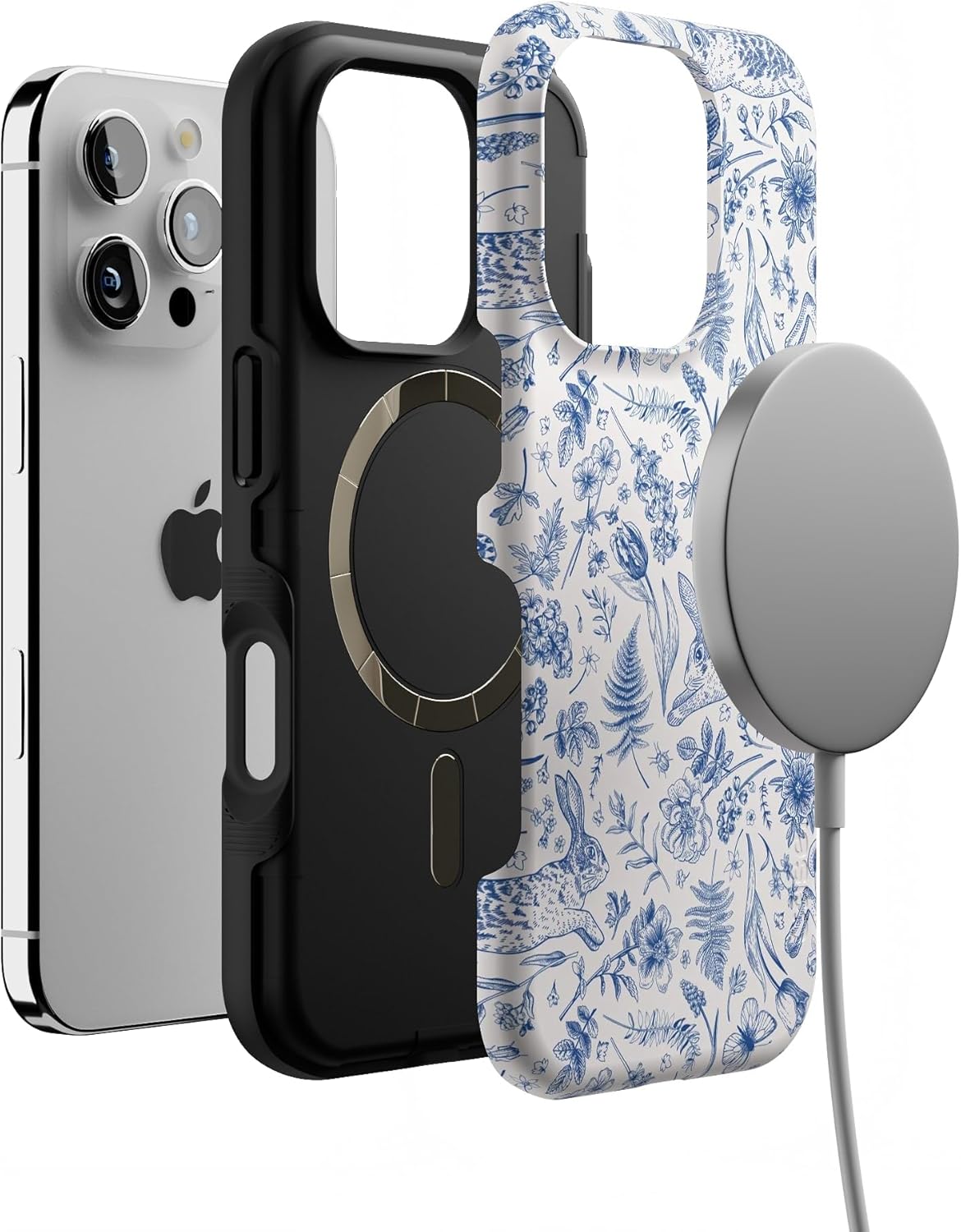 Casely iPhone 16 Pro Case | Hop & Bloom | Bunny Toile | Bold Protective Design | Compatible with MagSafe - Image 4