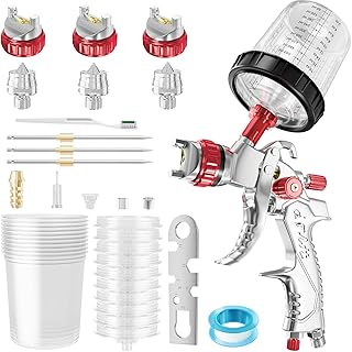 GATTLELIC HVLP Spray Gun Kit with 10pcs 600cc Mixing Cup and Lids, Air Spray Paint Gun with 1.4/1.7/2mm Nozzles, Automotiv...