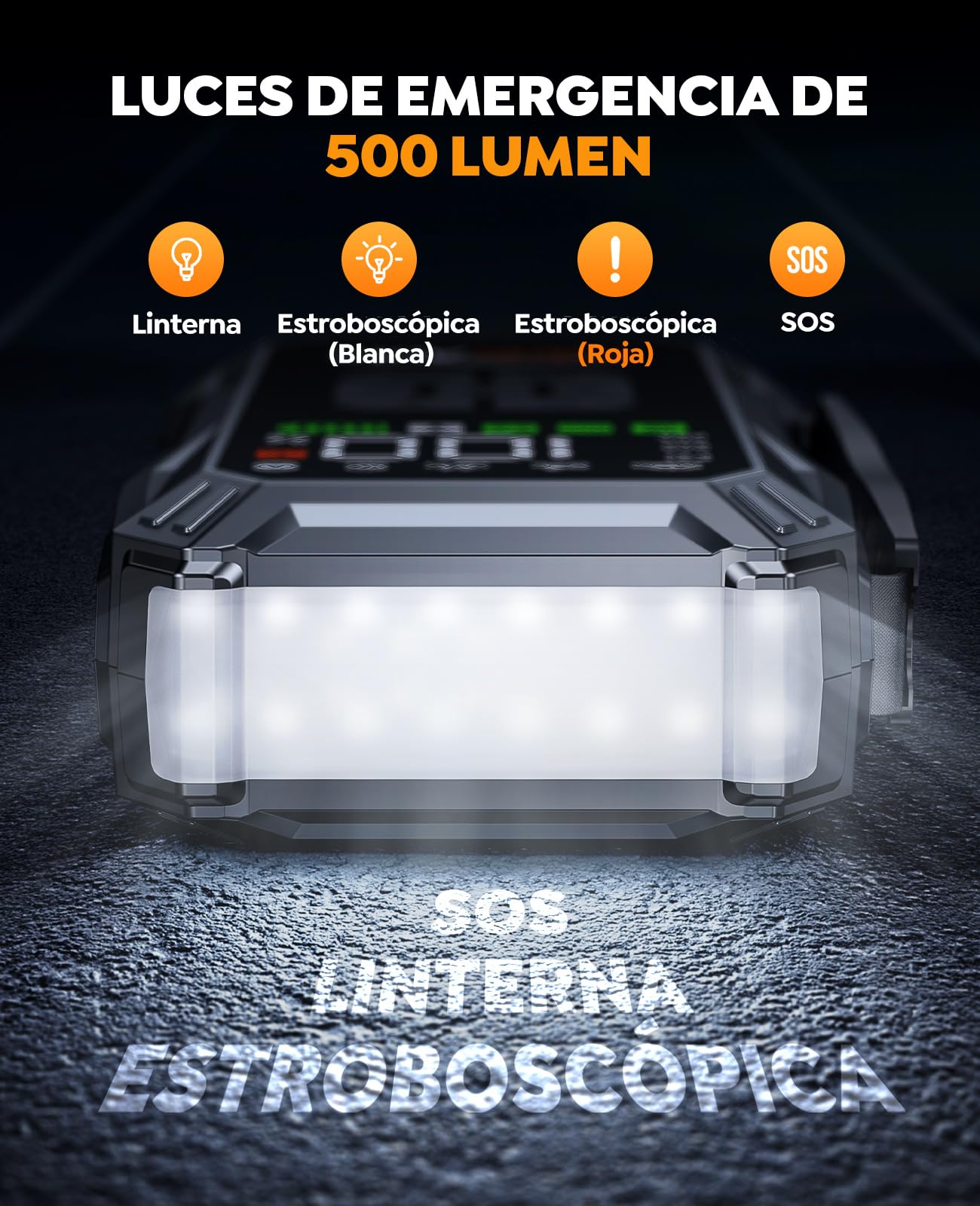 Arrancador de Baterias de Coche con Compresor de Aire, 7000A YaberAuto Arrancador de Coche Portatil (Todo Gas/10,0L Diesel) con 150PSI Inflador, Pantalla Grande y Linterna LED