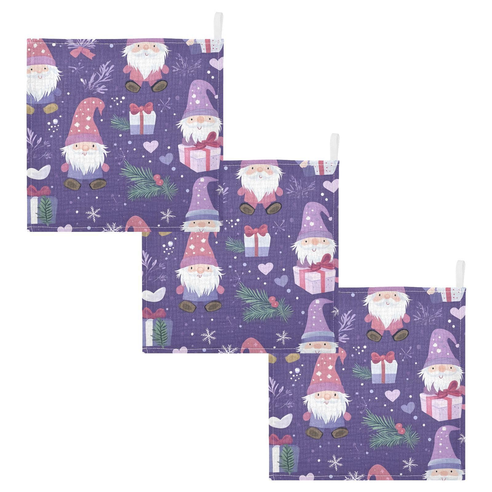YETTASBIN Christmas Gnomes Muslin Baby Hand Washcloths Soft Cotton Bath Face Towel 4 Layers Extra Absorbent Feeding Burp