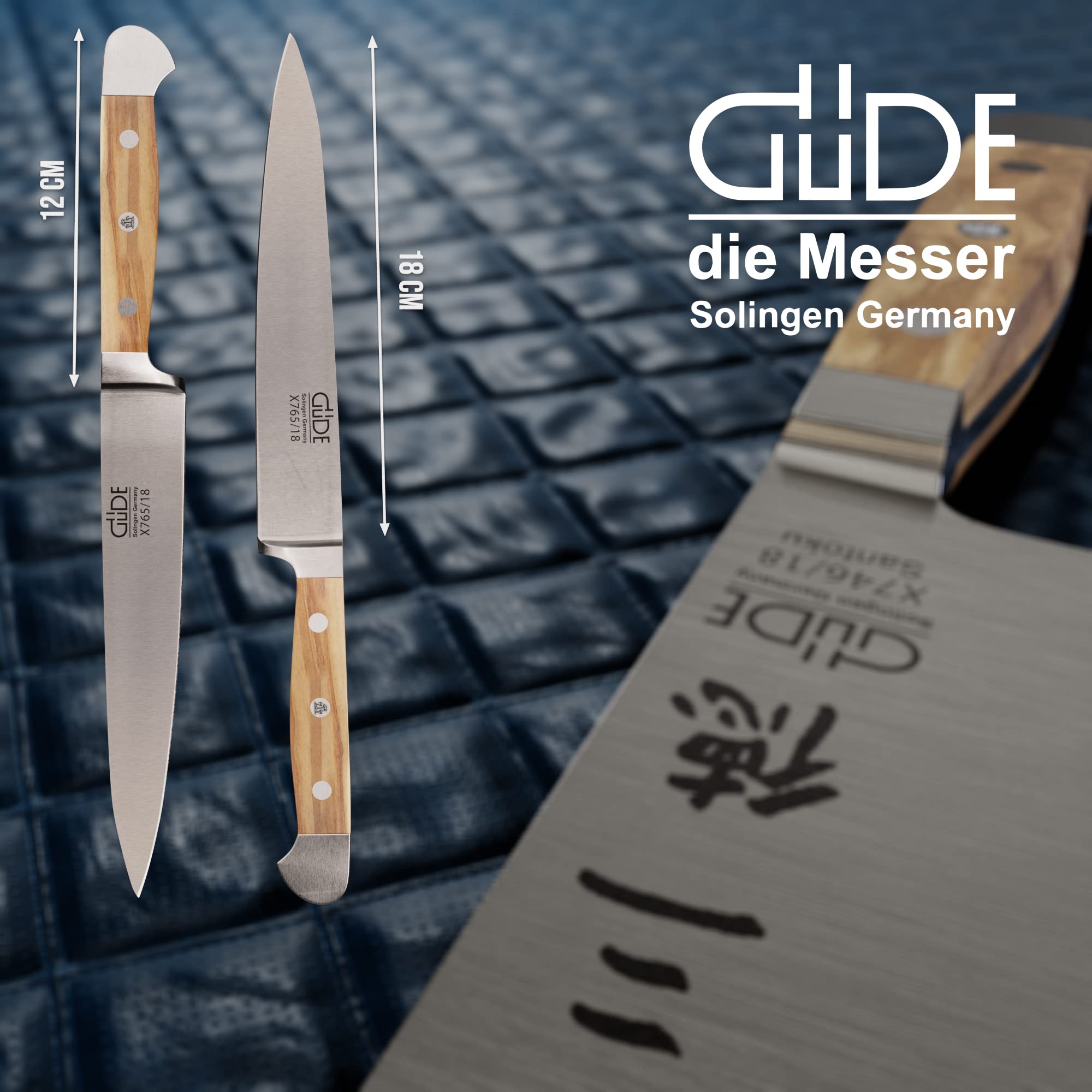 GÜDE Solingen - Filiermesser geschmiedet, 18 cm, Olivenholz, ALPHA OLIVE, Doppelkropf, Handmade Germany