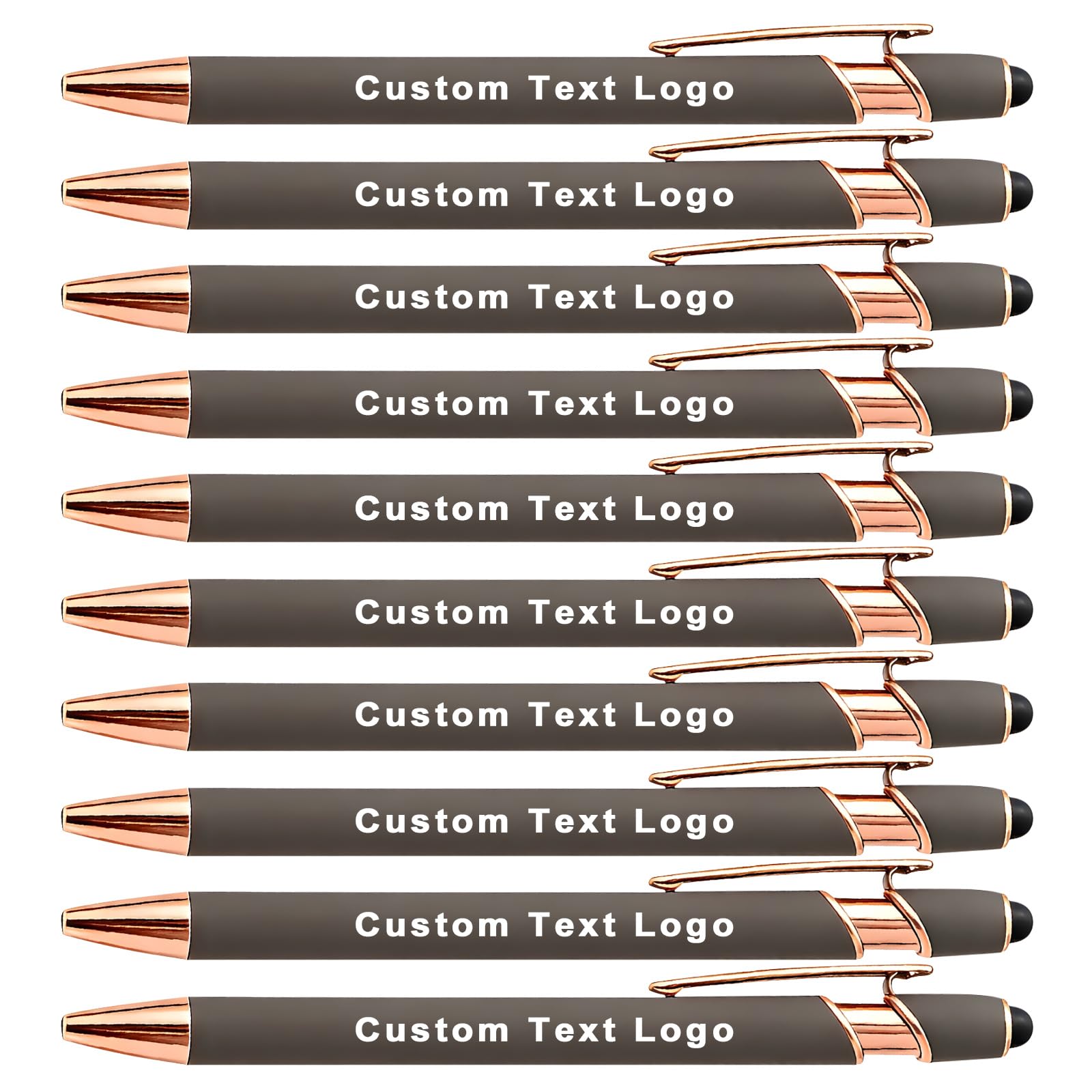 HEYZARDA Personalised Ballpoint Pens with Name Text Logo Custom for Office Business Bulk, grey 50 Pc — image 1