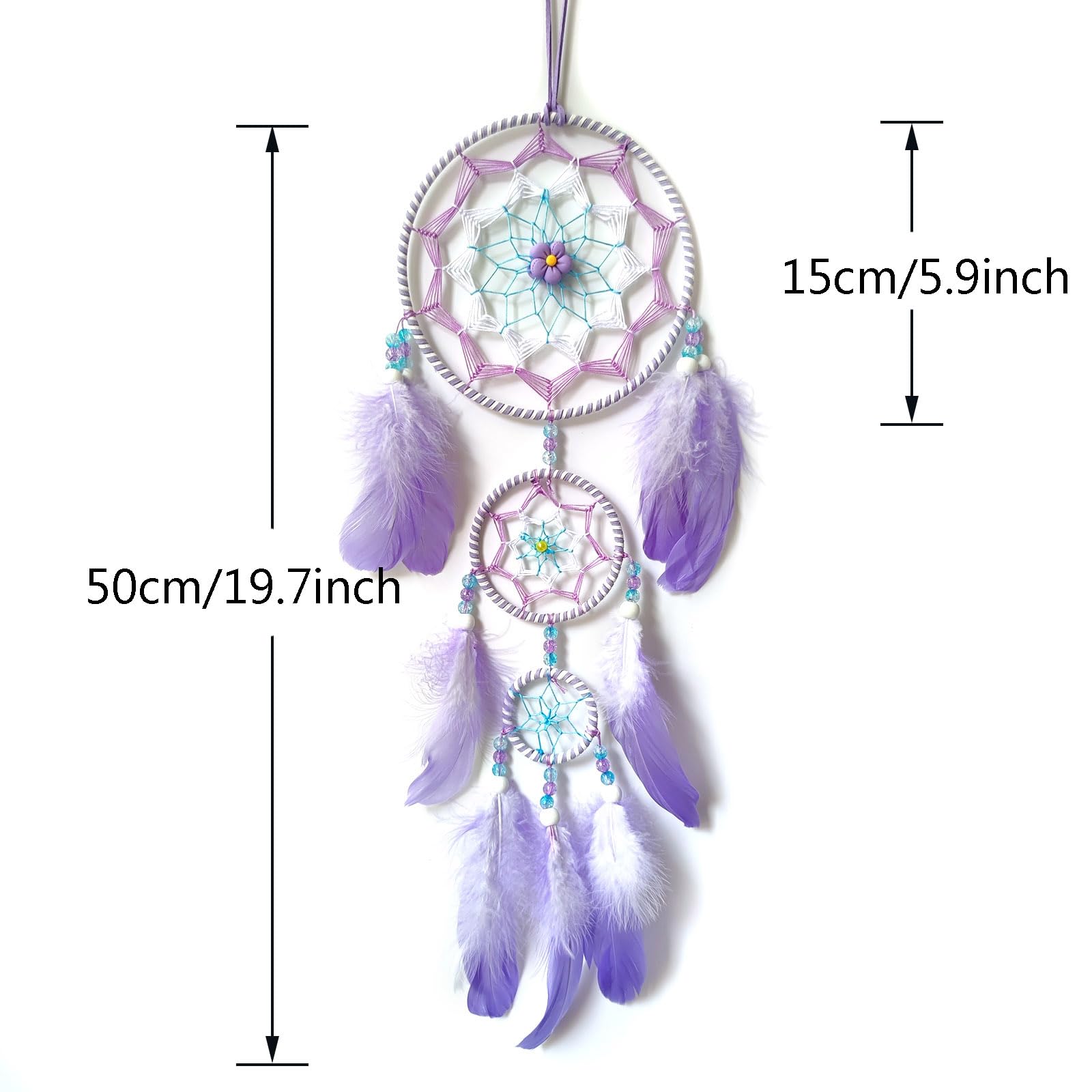 SOYUZU Purple Dream Catcher Feather Dream Catchers Wall Decor Handmade Dreamcatcher Wall Hanging Ornament for Bedroom Living Room Home Decor