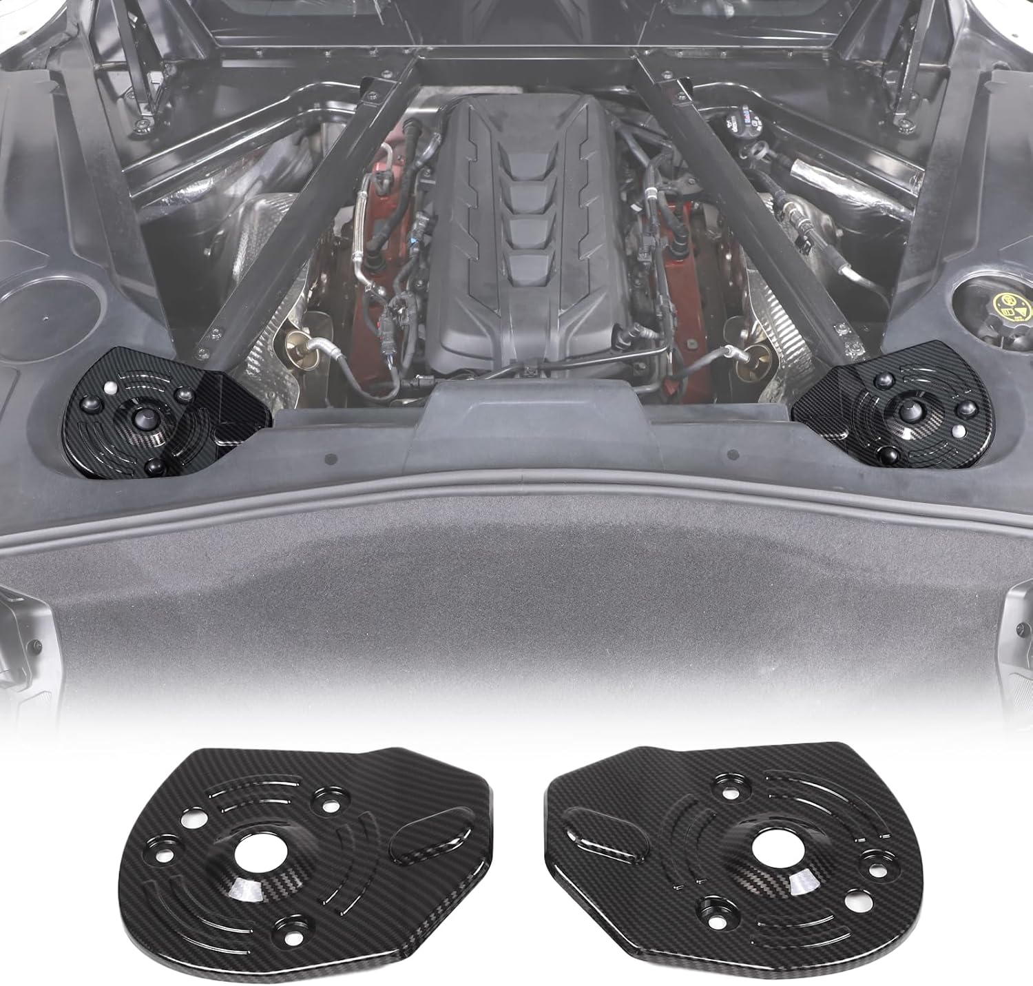 Rear Strut Tower Cover Compatible with Chevrolet Corvette C8 Stingray 2020-2025, ABS Engine Bay Rear Shock Absorbing Tower Protection Panel Cover Trim Accessories, 2PCS (Blue)