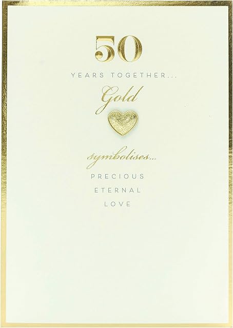 50th Wedding Anniversary Card - Golden Wedding Anniversary Card - Anniversary Card for Couple - Gold Heart Anniversary Card