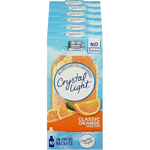 Crystal Light Classic Orange Naturally Flavored Powdered Drink Mix, 120 ct Pack, 12 Boxes of 10 On-the-Go-Packets