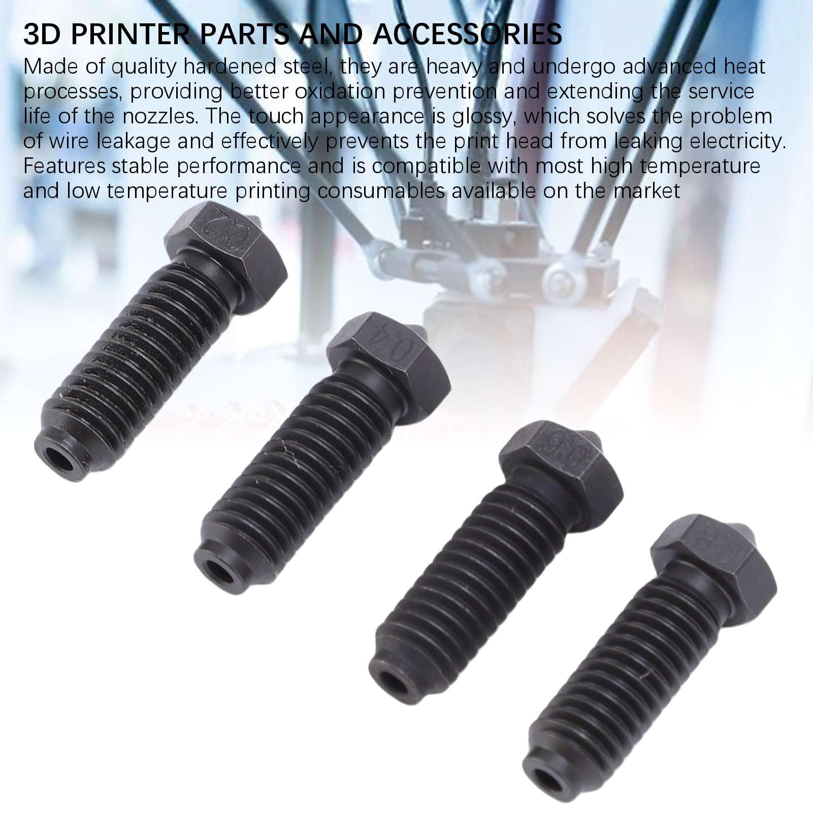 Kit de boquillas de acero endurecido, 40 piezas compatibles con piezas de repuesto de impresora 3D 3 Combo S1, juego de boquillas de 0,2 0,4 0,6 0,8 mm para impresión 3D F
