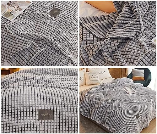 Miniatura 3 de Manta de cuadros grises súper suave, manta de cama individual, matrimonialqueen, sábanas, ropa de cama, acogedora manta de forro polar para todas