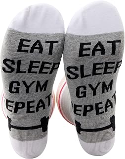 PXTIDY Gym Gift Fitness Gift Eat Sleep Gym Repeat Socks Funny Work Out Gym Gifts Crew Socks For Workout Lovers Fitness Lover