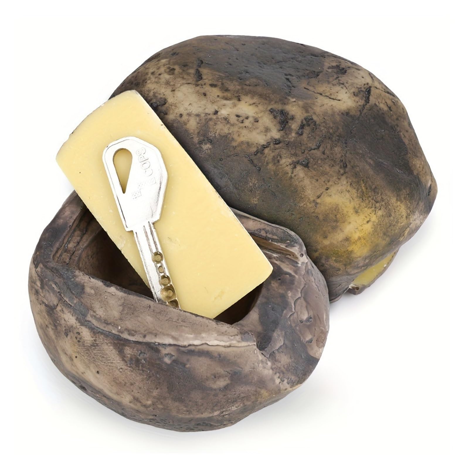 Outdoor Simulated Rock Hidden Key Safe Valuables Storage Box Jewelry Key Box(Yellow with black big stone)