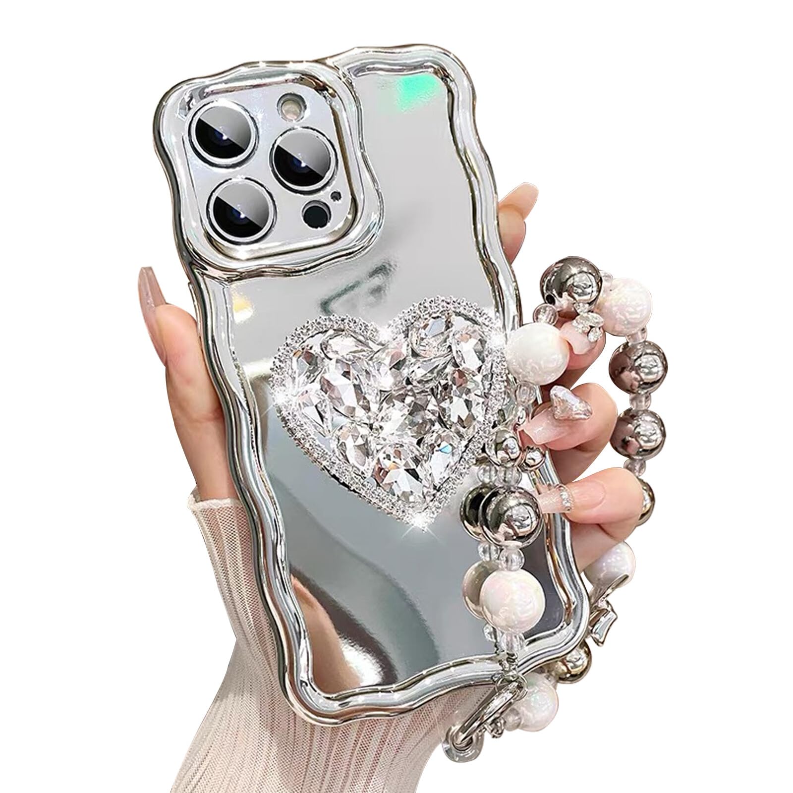 Amazon.com: Designed for iPhone 14 Pro Max Case Luxury Chrome Hearts Case  with Heart Rhinestone Stand TPU Soft Anti-Scratch Wrist Strap Lanyard for  Women Girls Phone Case-Silver : Cell Phones & Accessories