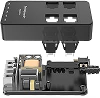 Vista 2 de ZG250 Zapatilla pequeña, con dos salidas, para viajes, protector de sobrecarga, con puerto de carga USB, y cable de 5 pies, color negro. Negro