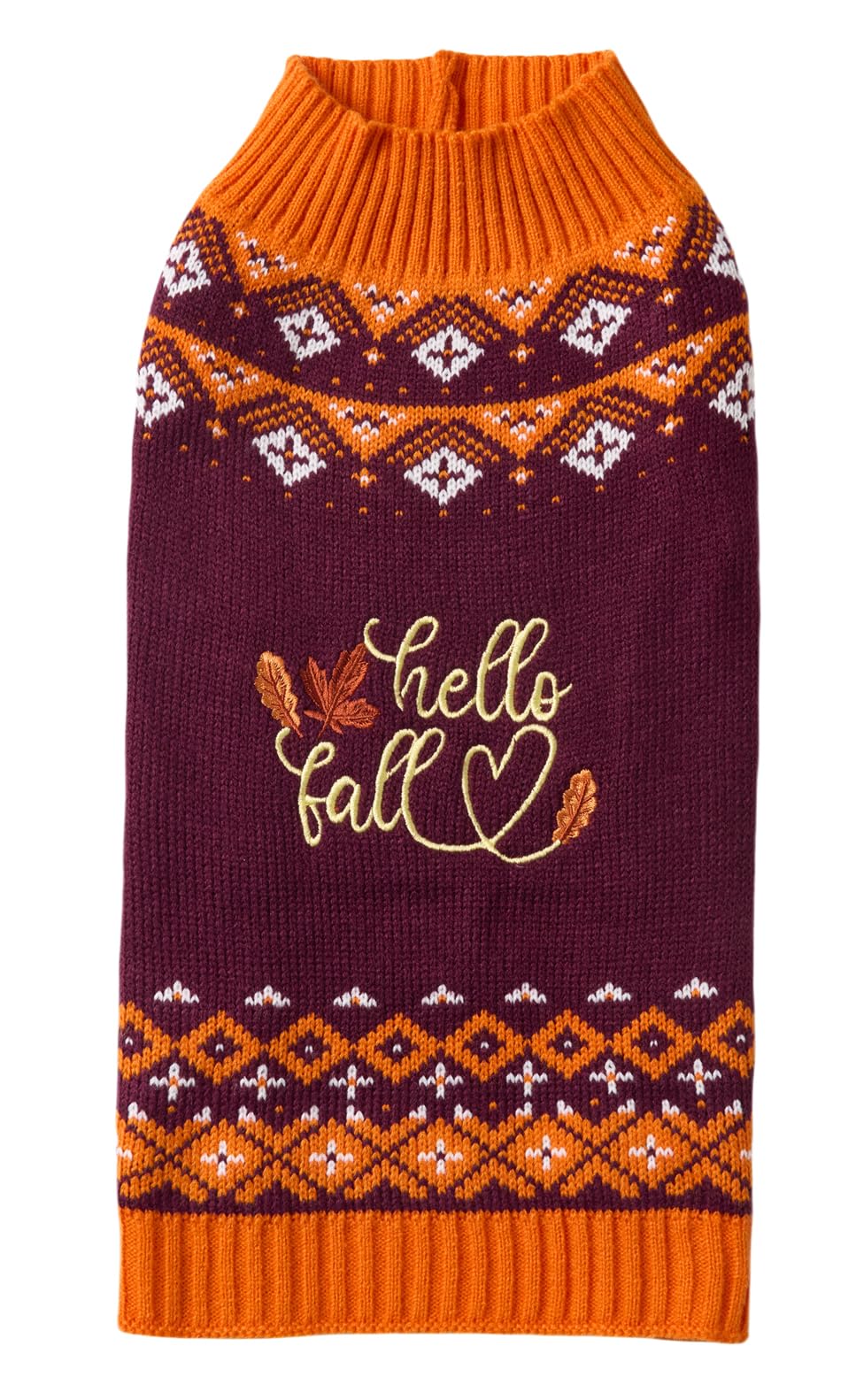 Pull d'automne pour chien orange Hello Fall Leaves taille L 40cm pour mâle et femelle