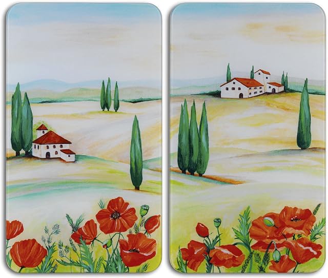 Maximex 2521457500 Universal Cover Plates Toscana-Set of 2, for All Types of cookers, Tempered Glass, 30 x 1.8-4.5 x 52 cm, Multicoloured, Ceramic