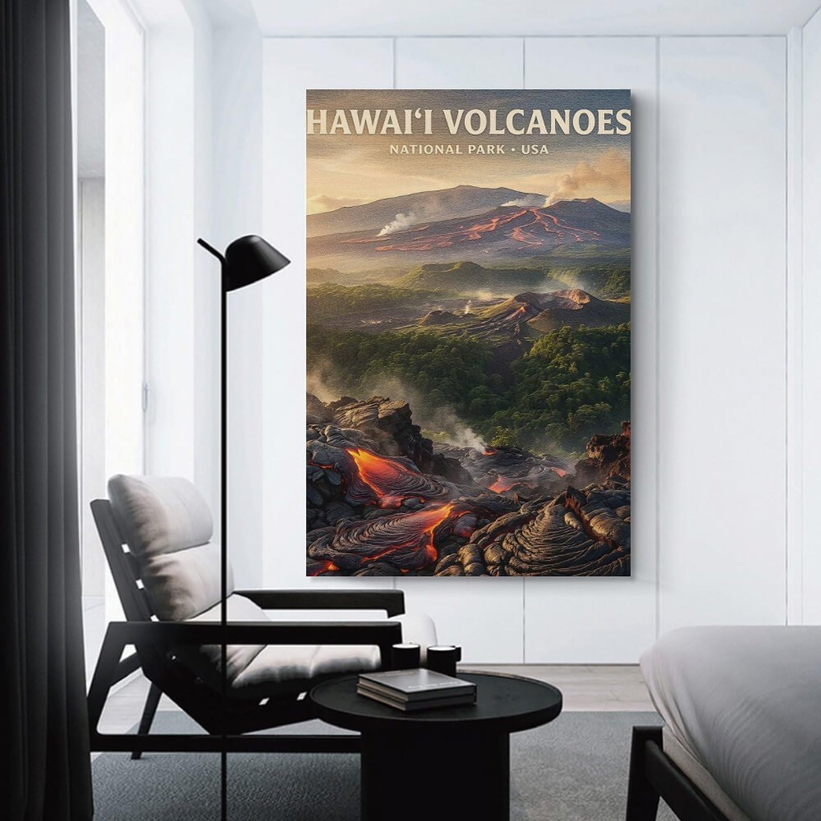 Junmoney Hawaii Volcanoes National Park Wall Art Print, 24x36inch(60x90cm), for Entryway, Lounge Links Or Small Walls, Decorative Canvas Styling for Entry Areas
