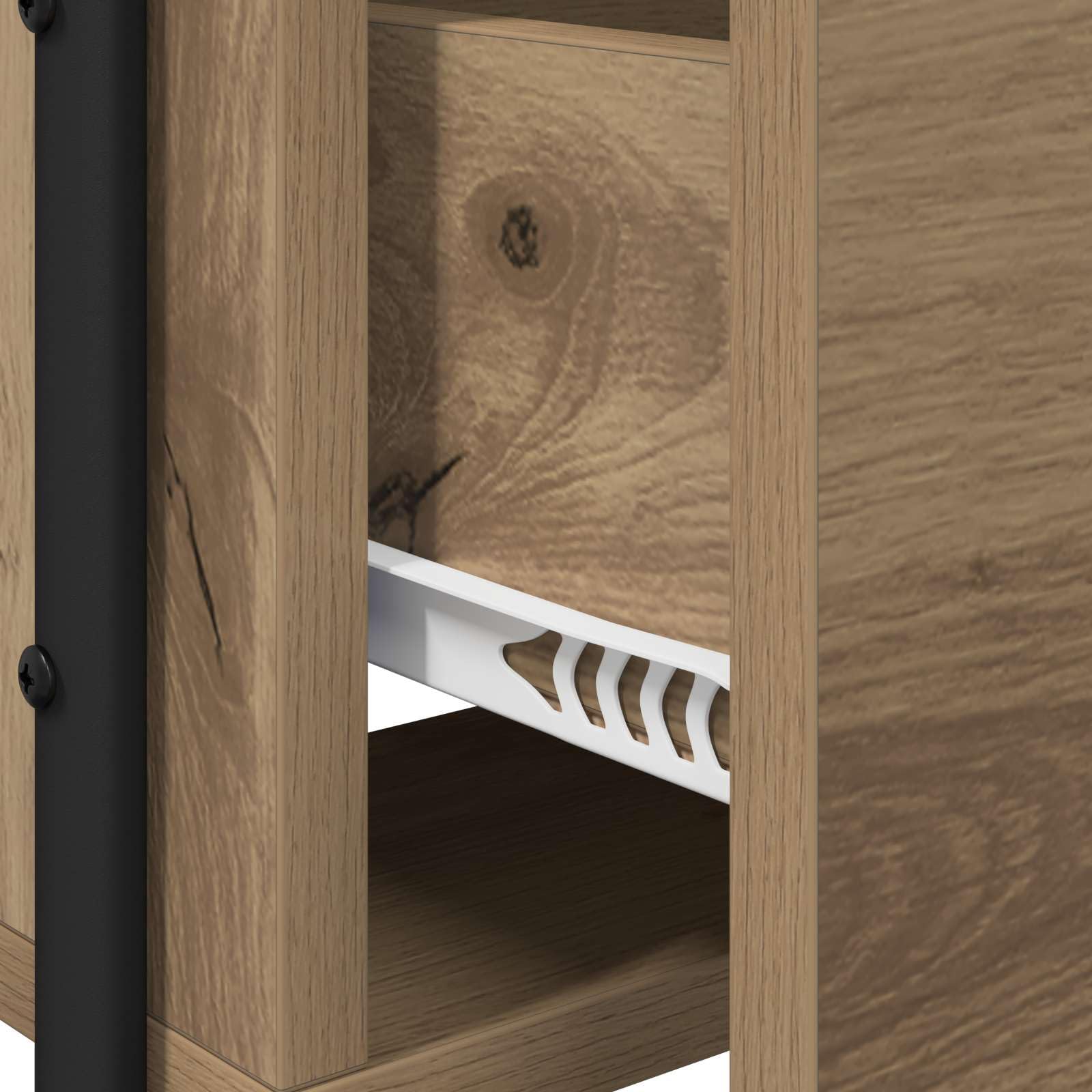 Schminktisch Artisan-Eiche Holzwerkstoff mit Spiegel Kommode Stauraum für Schlafzimmer, Frisiertisch mit 2 Schubladen, Moderne Makeup-Tabelle mit robustem Stahlrahmen, für Beauty