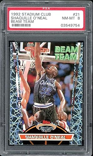 Shaquille O'Neal Rookie Card 1992-93 Stadium Club Beam Team #21 PSA 8