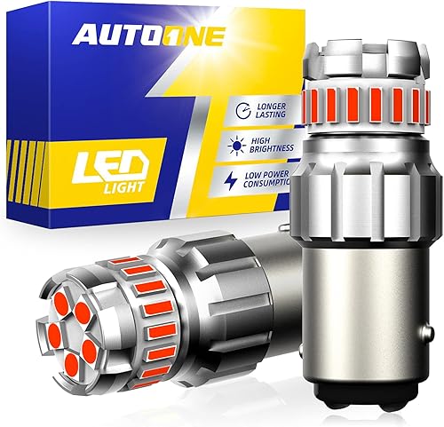 Miniatura 13 de AUTOONE Bombilla LED 1157 color amarillo ámbar para luz intermitente, 2057 2357 7528 BAY15D bombilla LED para luces intermitentes, luces de freno