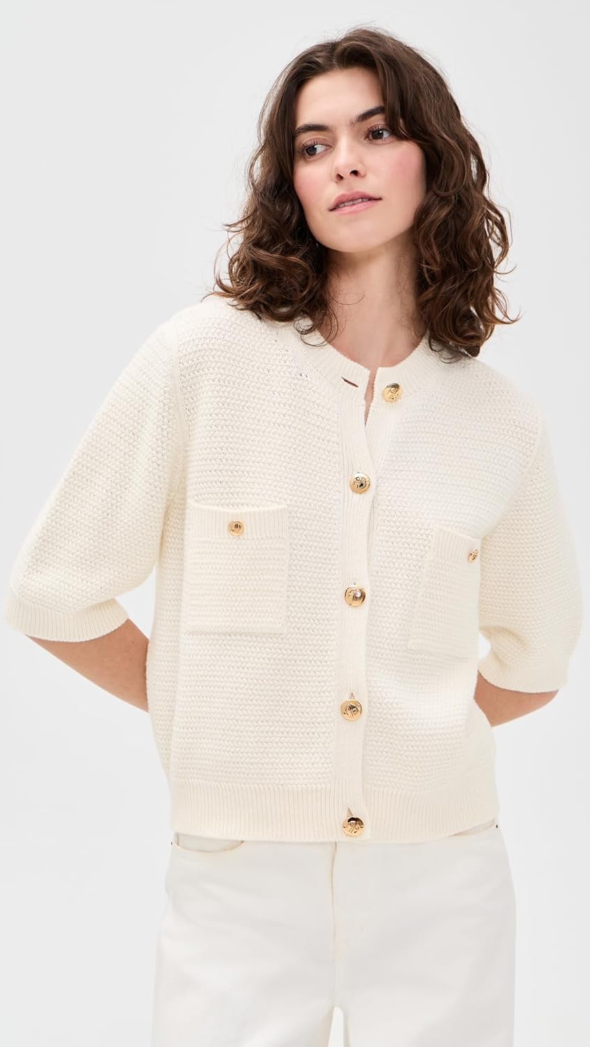 ANINE BING Women's Ivory Christa Cardigan