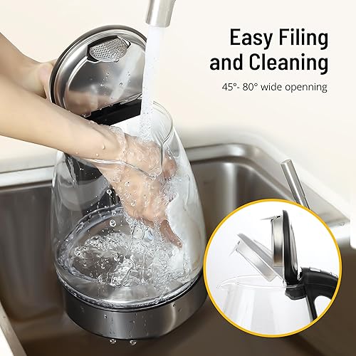 Miniatura 7 de PARIS RHÔNE Hervidor eléctrico con control de temperatura con 6 presets de 1.7 L, caldera de agua eléctrica de 30 minutos para mantener el calor,