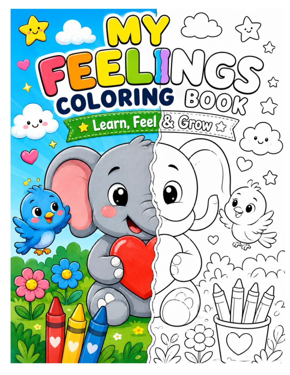 My Big Feelings Coloring Book: Cute Animal Coloring Pages to Help Kids Calm Down, Understand Emotions, and Express What They Feel